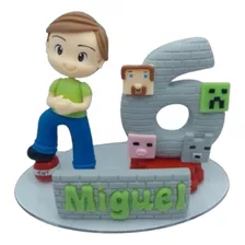 Vela Aniversário Minecraft Topo De Bolo Em Biscuit