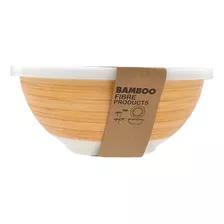 Set Tapers X3 De Fibra De Bamboo Con Tapa Bowl Contenedor Color Blanco Redondo