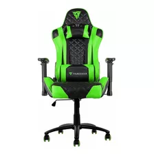 Cadeira Gamer De Escritório Ergonômica Thunderx3 Tgc12 Preto E Verde Com Estofado De Couro Sintético