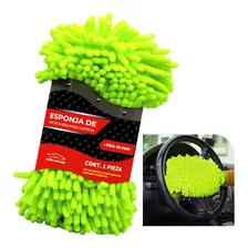 Esponja De Microfibra Chenille 2 En 1 Para Limpieza Auto Color Verde