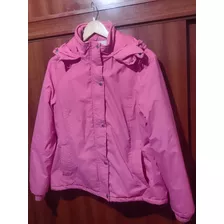 Campera Cultura Con Capucha Impermeable Color Rosa