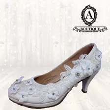 Zapatillas Para Novia De Satin - Aplicaciones - Pedreria