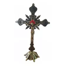 Crucifixo De Mesa 33 Cm Ouro Velho