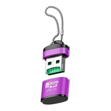 Mini Adaptador Lector De Tarjetas Micro Sd Púrpura