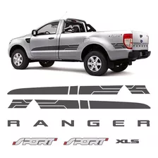 Kit Adesivos Faixa Ranger Cs Sport 2014/2016 Xls Grafite