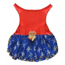 Vestido Fantasia Mulher Maravilha Roupa Pet Cachorro E Gato