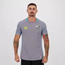 Camisa Umbro Santos Goleiro 2021 Cinza E Azul