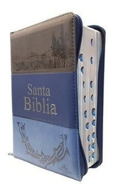 Biblia Reina Valera 1960 Azul Letra Grande Con Cierre