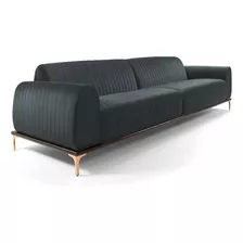 Sofá 180cm 3 Lugares Pés Rose Gold Molino B-317 Veludo Cinza Cor Cinza-escuro Desenho Do Tecido Liso