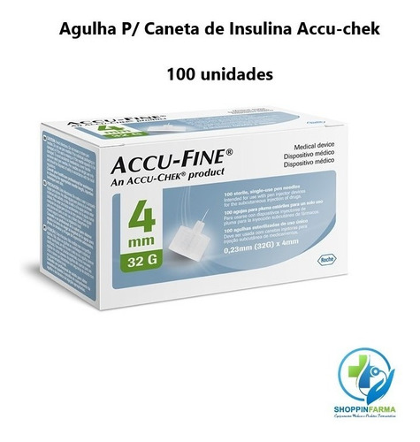 Agulhas Accu-fine 4mm 32 G C/100 Agulhas Accu Chek