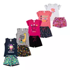  5 Conjunto Infantil Menina Verao Roupa De Criança Cotton