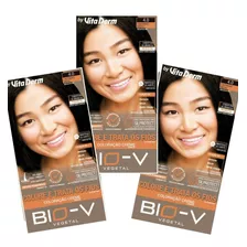 3 Colorações Cabelo Bio V Cor 4.0 Castanho Médio Vita Derm