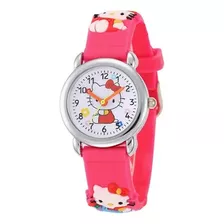 Relógio Infantil Analógico Colorido Meninas Hello Kit Pink