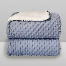 Cobertor Donna Bebê Plush Com Sherpa Dots Azul