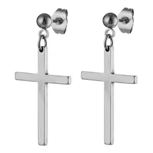 Aros Piercing Cruz Colgante Acero Inoxidable Rock Punk Par 