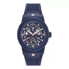 Reloj Para Hombre Ferragamo F-80 Skeleton  Sfkg00423 Azul