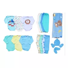 Kit 18 Pç Maternidade Bebe Inverno Enxoval Com Manta Fofinha