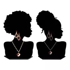2 Bustos Afro Expositor De Jóias Colar Brincos De Qualidade