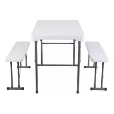 Set Mesa Y Bancos Plegables 113x68.5x73cm Blanca Northwest