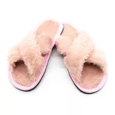 Chinelo Pantufa Feminina Pelúcia Rose Chic Cruzada X Premium