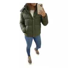 Campera Puffer Corta Verde Negra The Big Shop