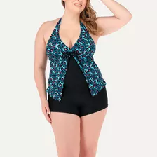 Tankini Capa Con Pantaleta Flores Mujer 32551-29