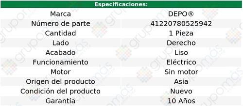 Faro Der Liso Elctrico S/motor Peugeot 206 03 Al 09 Depo Foto 4