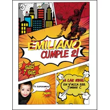 Spiderman Comic. Tarjeta Invitacion Digital Personalizada 