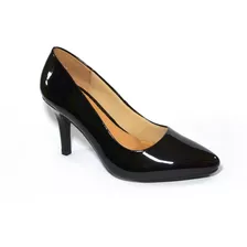 Zapatilla Picuda Lady Paulina Charol Negro Plantilla Confort