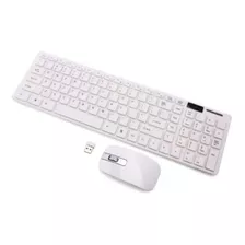 Kit Teclado E Mouse Sem Fio Wireless Slim Branco Ley-171