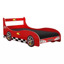 Cama Auto Rally Infantil Con Respaldo Sensacion Color Rojo