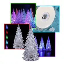 Árvore De Natal Acrílico Enfeite De Mesa Luminoso Led 27cm Cor Colorido