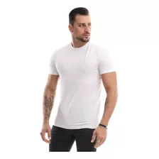 Camiseta Masculina Lisa Casual Básica Algodão Camisa Branca
