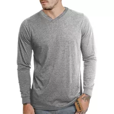 Camiseta Masculina Gola-v Lisa Blusa Cinza Cl Cores Variadas