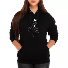 Moletom Estampado Feminino Mão Coreana Canguru Blusa De Frio