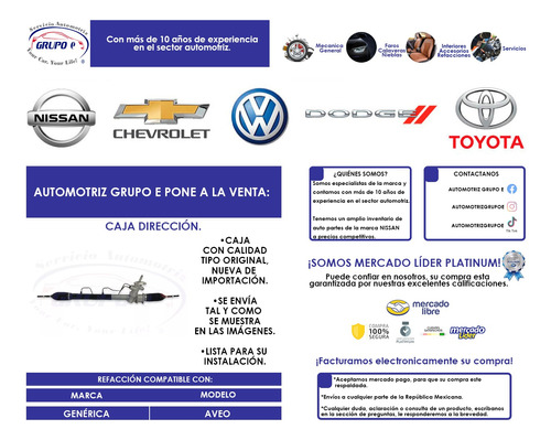 Caja Direccin Cremallera Chevrolet Aveo 2010/2017 Importada Foto 8