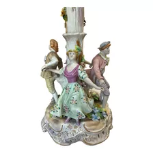 Lampara De Mesa Antigua Con Figura Porcelana Francesa