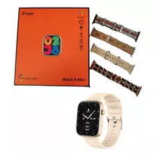 Relógio Smartwatch Kit Ultra 9 Mini Gold C/ 4 Pulseiras