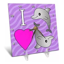 3drose Dc 24729 1 I Love Dolphins - Reloj De Escritorio Mora