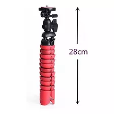 Tripé Aticulado Robusto Gorillapod Câmera + Suporte Celular Cor Vermelho