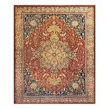 Tapete Sala 240x350 Classico Oriental Kashan Vermelho Preto Comprimento 350 Cm Largura 240 Cm