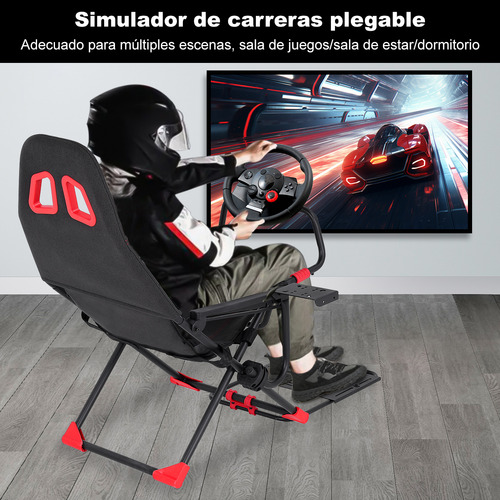 Simulador De Carreras Gamer Asiento Base Plegable Y Guantes