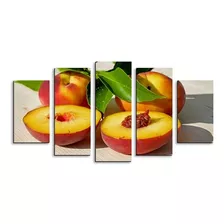 Set De 5 Cuadros Duraznos Frutas Decoración Para Comedores 