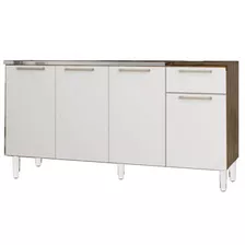 Mueble Bajo Mesada Cocina 4 Puertas 1.60 M Capuchino Offwhite LG Amoblamientos