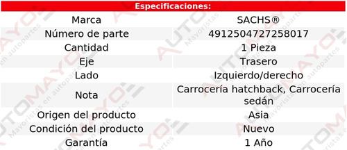 Un Amortiguador Hidrulico Trasero Sachs Gol L4 1.8l 08-17 Foto 2