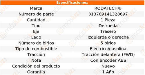 (1) Maza Rueda Tra Izq/der Honda Accord 3.0lv6 Fwd 05/07 Foto 6