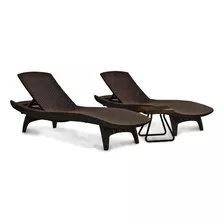 Juego De Reposeras Y Mesa Keter Pacific Sun Lounger Marron