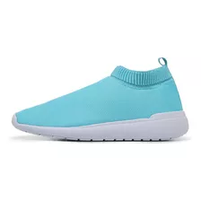 Tênis Feminino Meia Respirável Esporte Casual Azul Neon