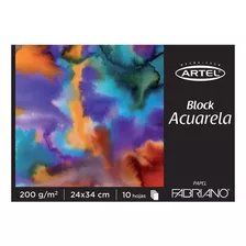 Block Fabriano Acuarela 200 Grs 24 X 34 Cm 10 Hojas Artel