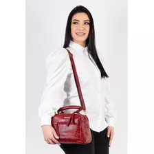 Bolsa Pequena De Couro Croco Ruth Cor Vermelho